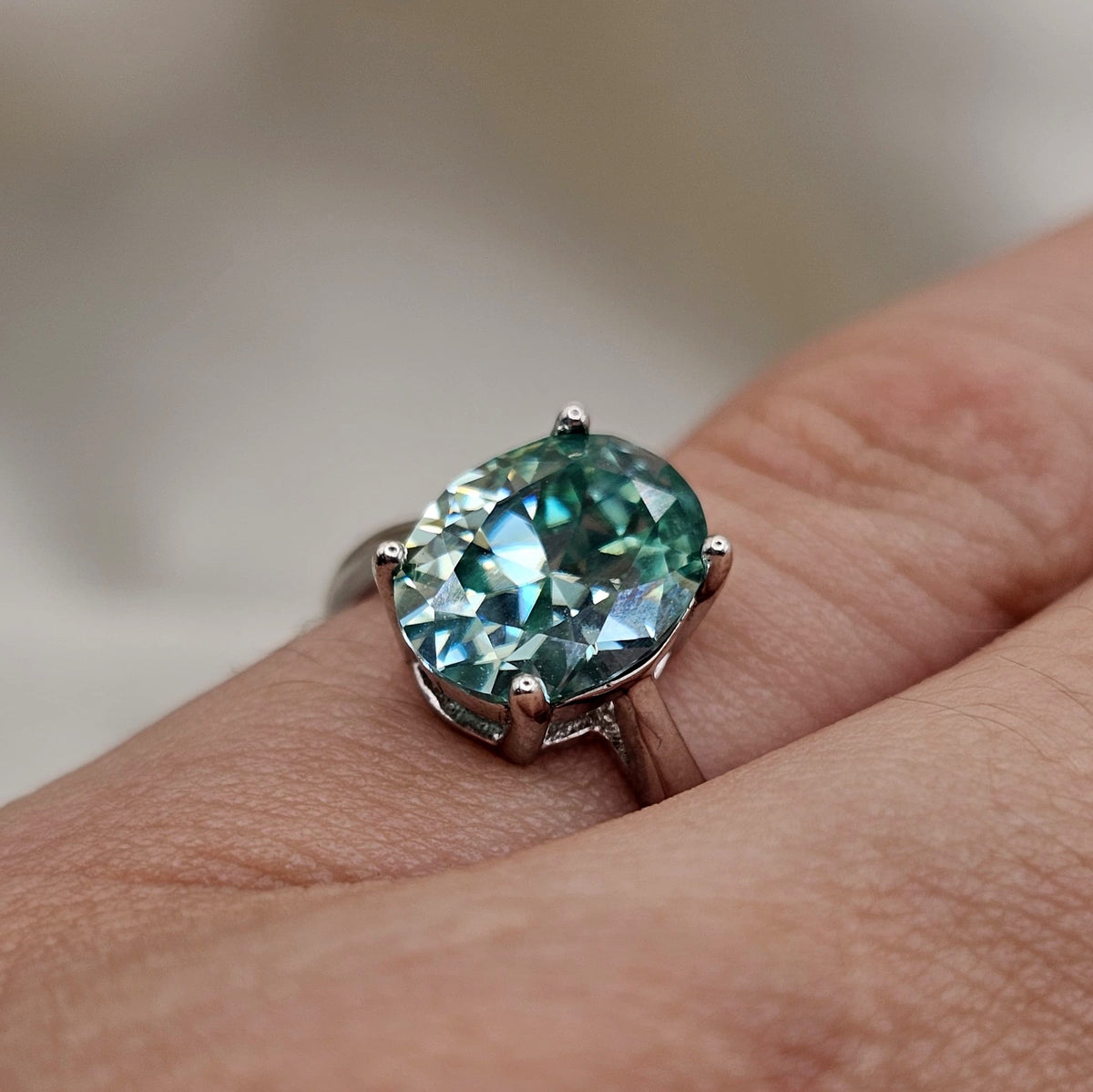 Blue Moissanite Ring