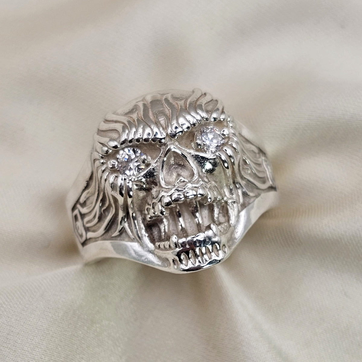 Flaming Skull Ring with Cubic Zirconia image 6