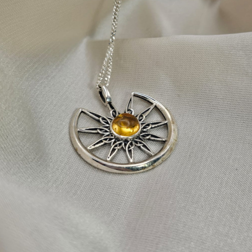 Sunburst Crescent Citrine Pendant image 1