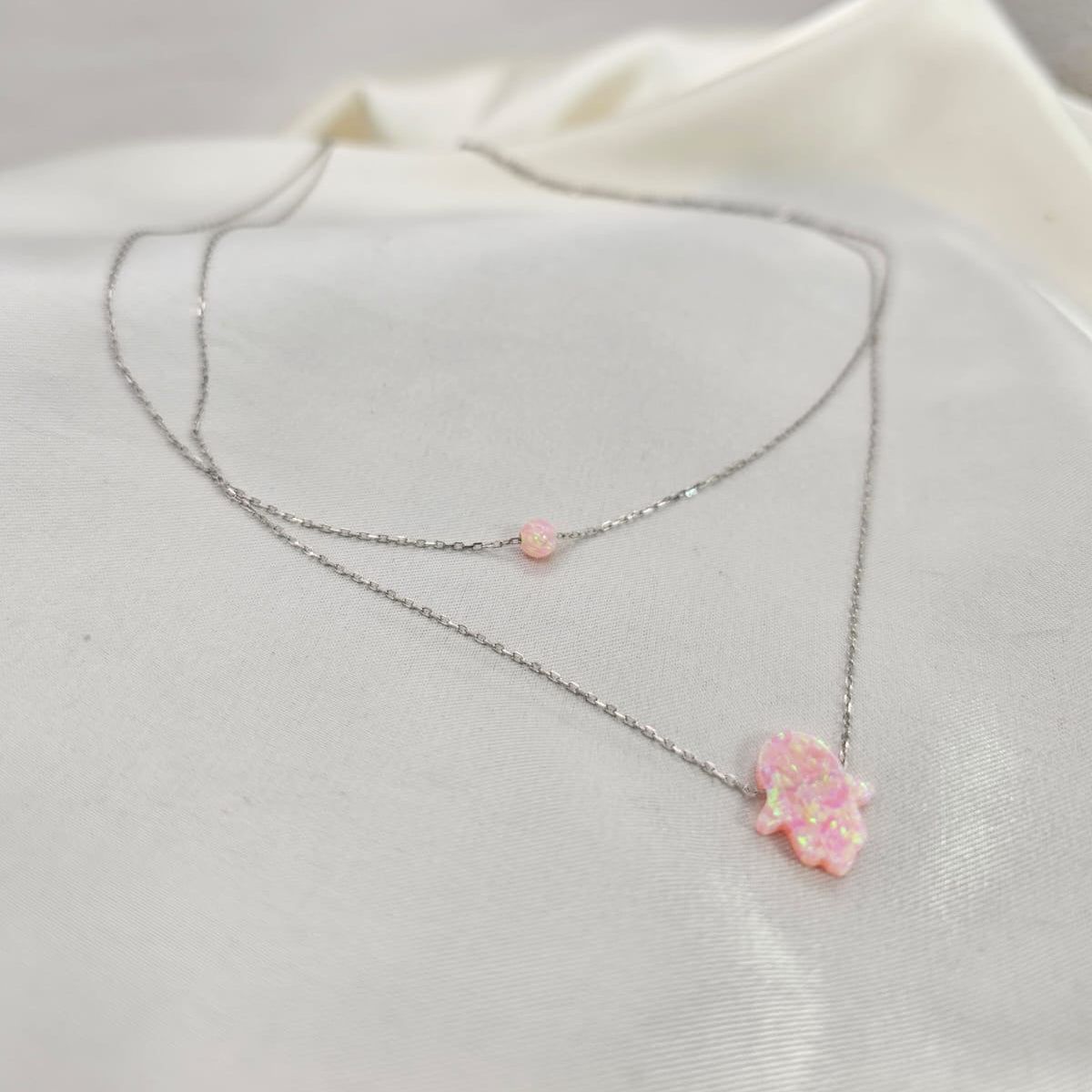 Pink Opaline Double-Layer Necklace image 4