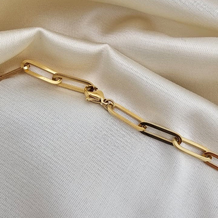 18k Gold Plated Stainless Steel Paperclip Link Necklace