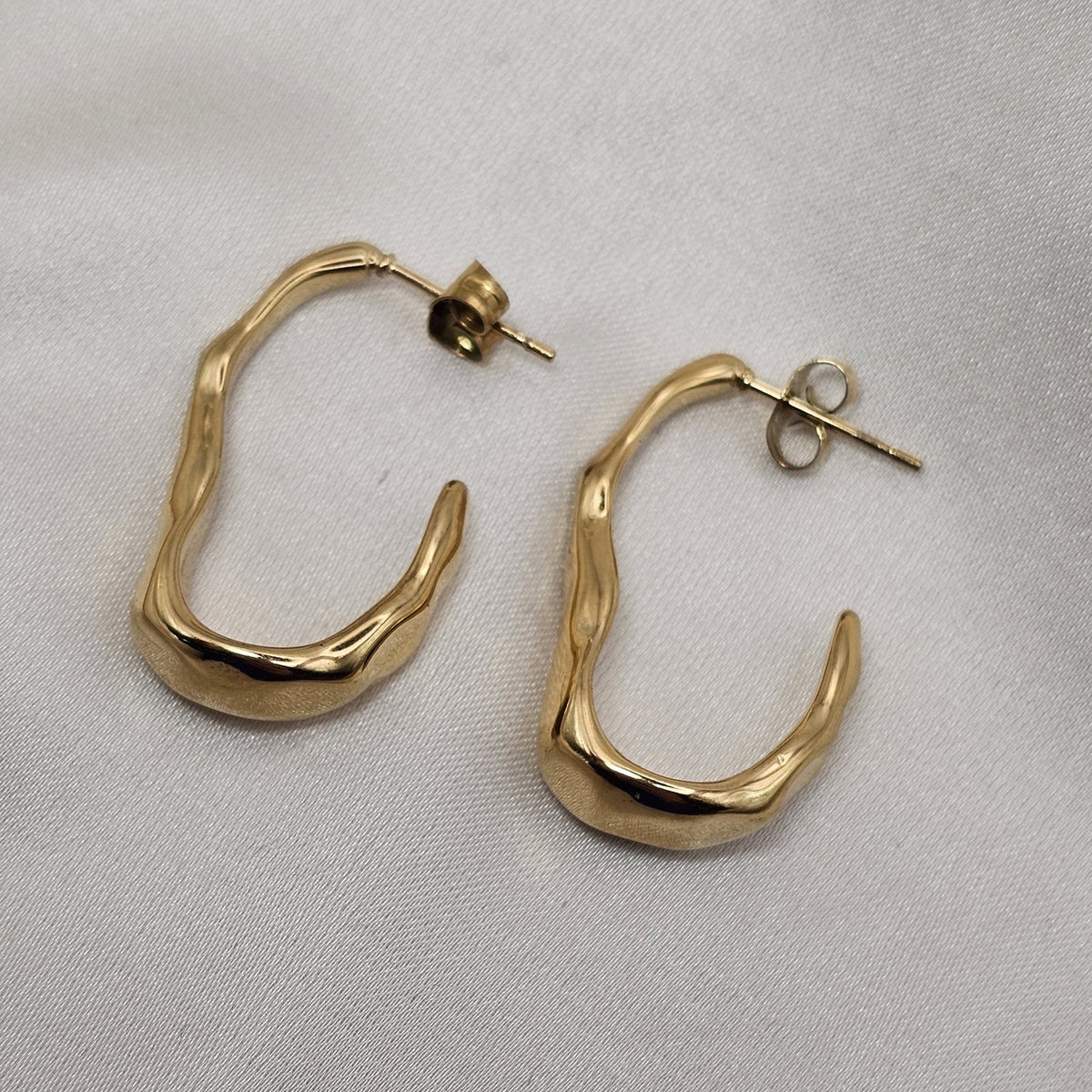 18k Gold Plated Stainless Steel Organic Hoop Earrings