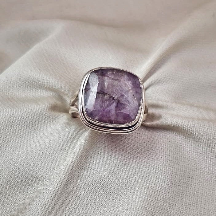 Grey Corundum Statement Ring
