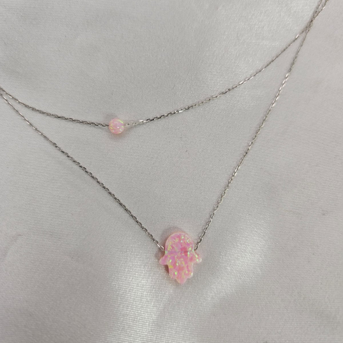Pink Opaline Double-Layer Necklace image 3