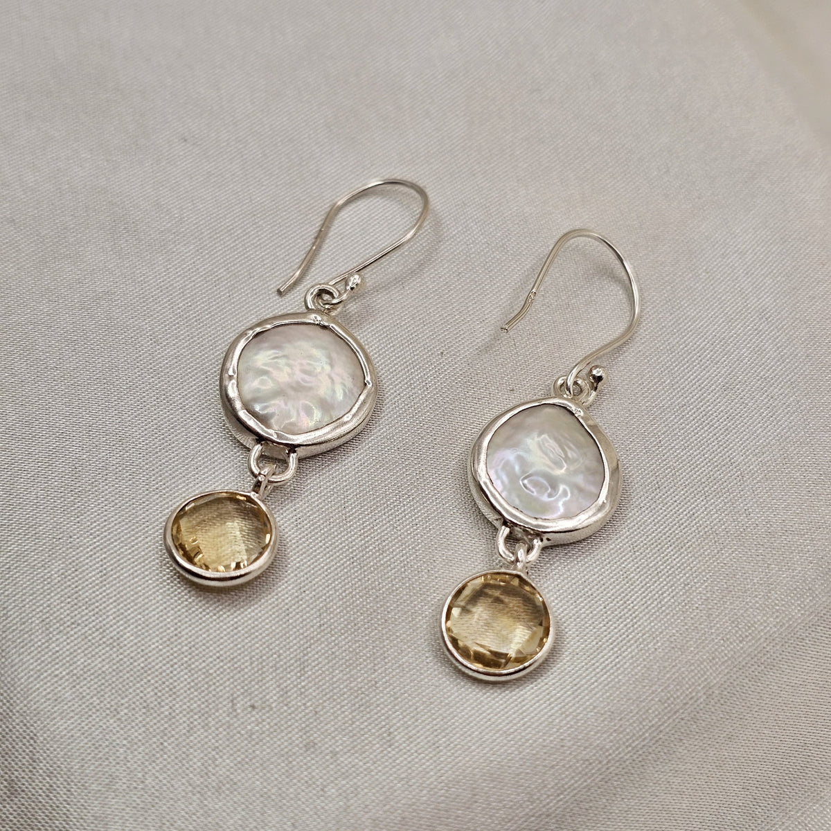 Baroque Pearl & Citrine Drop Earrings