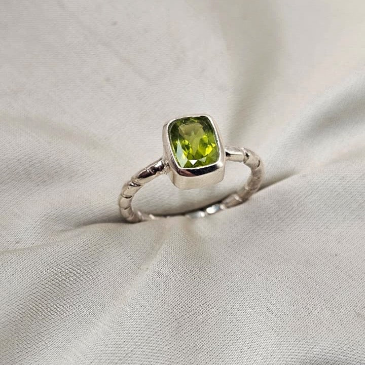 Peridot Cushion Ring