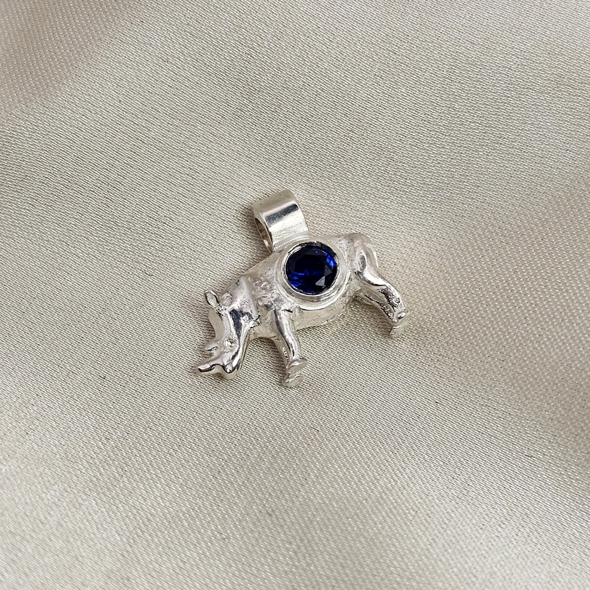 Solid Rhino Pendant with Gemstone image 5