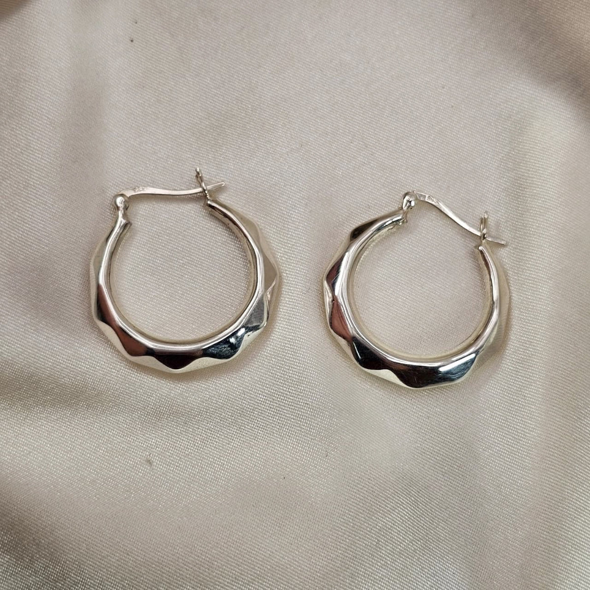 Sculpted Faceted Hoop Earrings