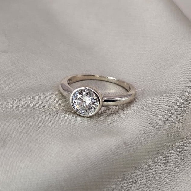 Moissanite Bezel Ring