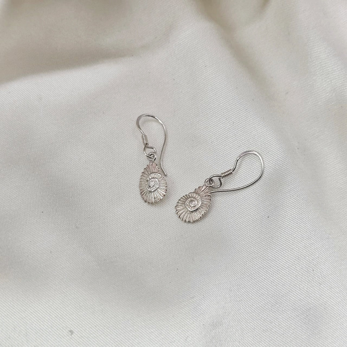 Ammonite Spiral Shell Drop Earrings