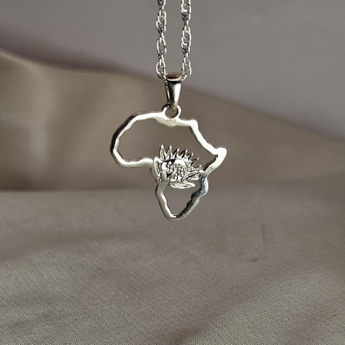 Protea Africa Outline Pendant