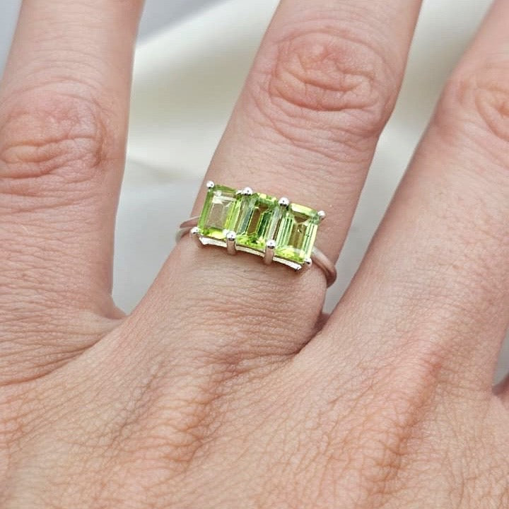Peridot Three-Stone Ring