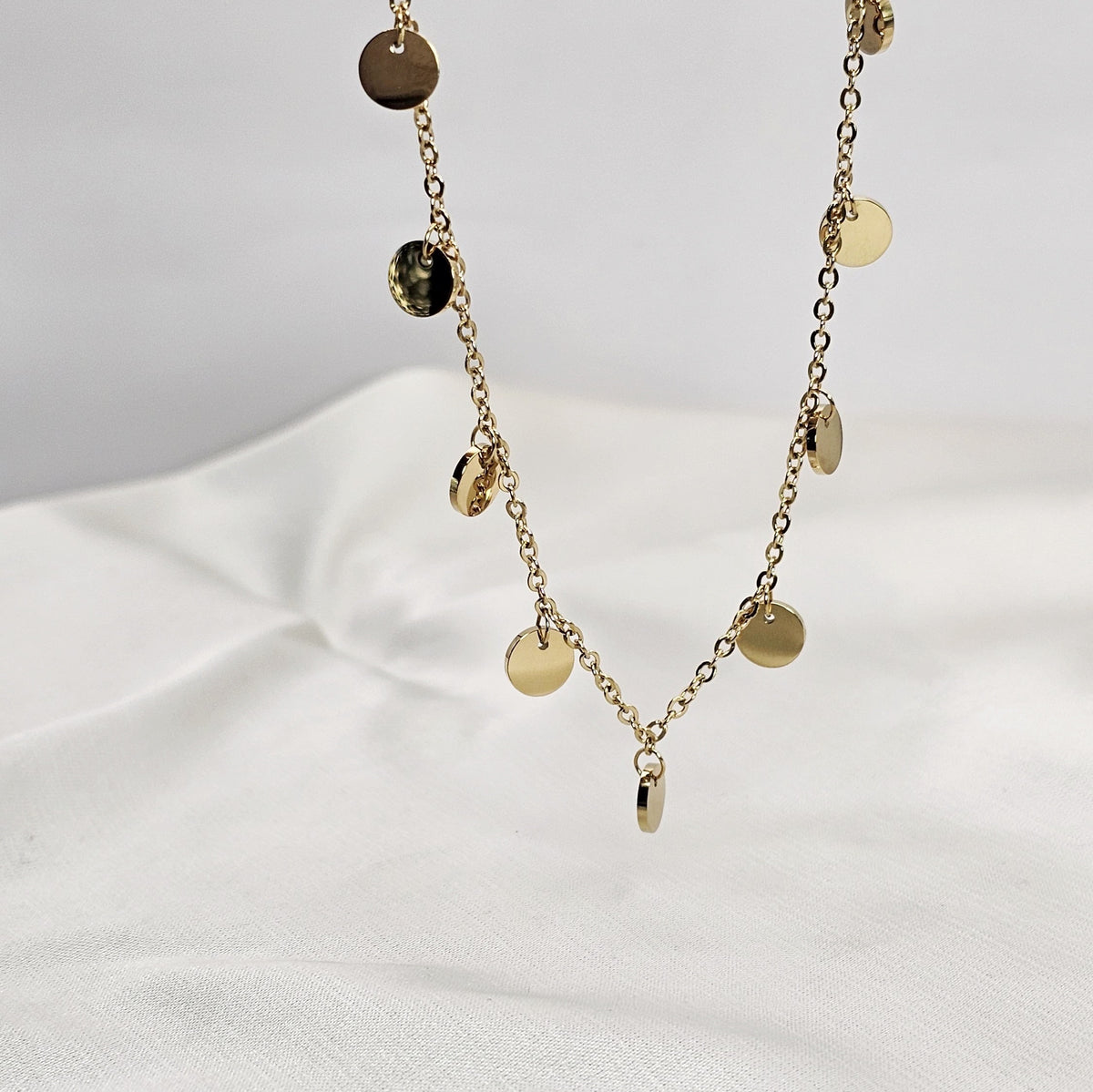 18k Gold Plated Stainless Steel Disc Charm Necklace
