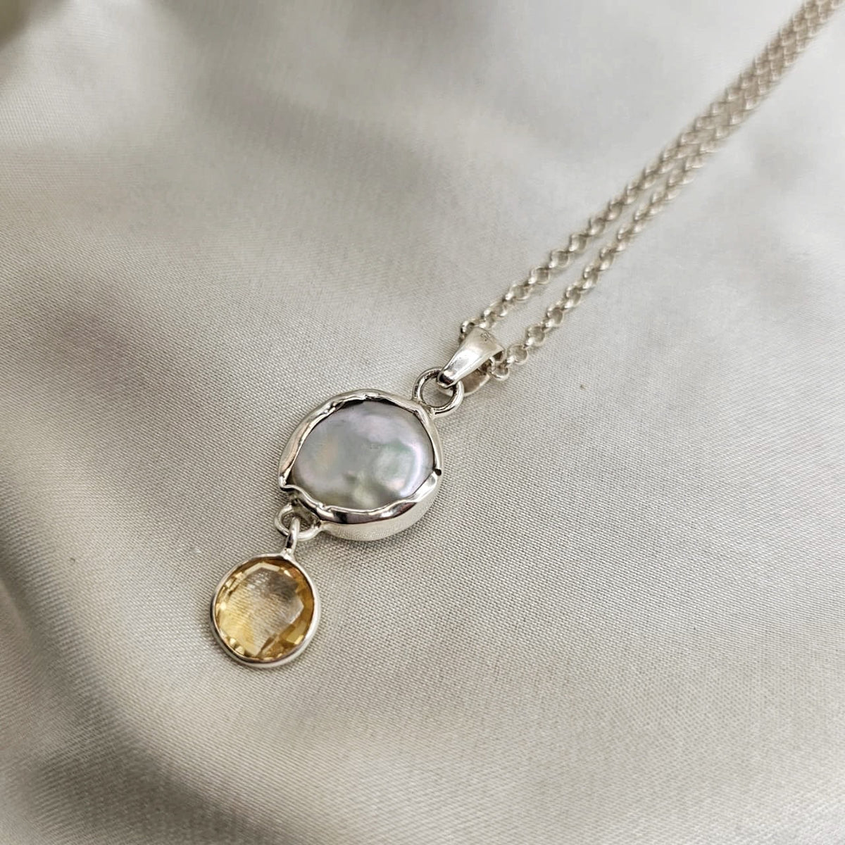 Baroque Pearl & Citrine Pendant