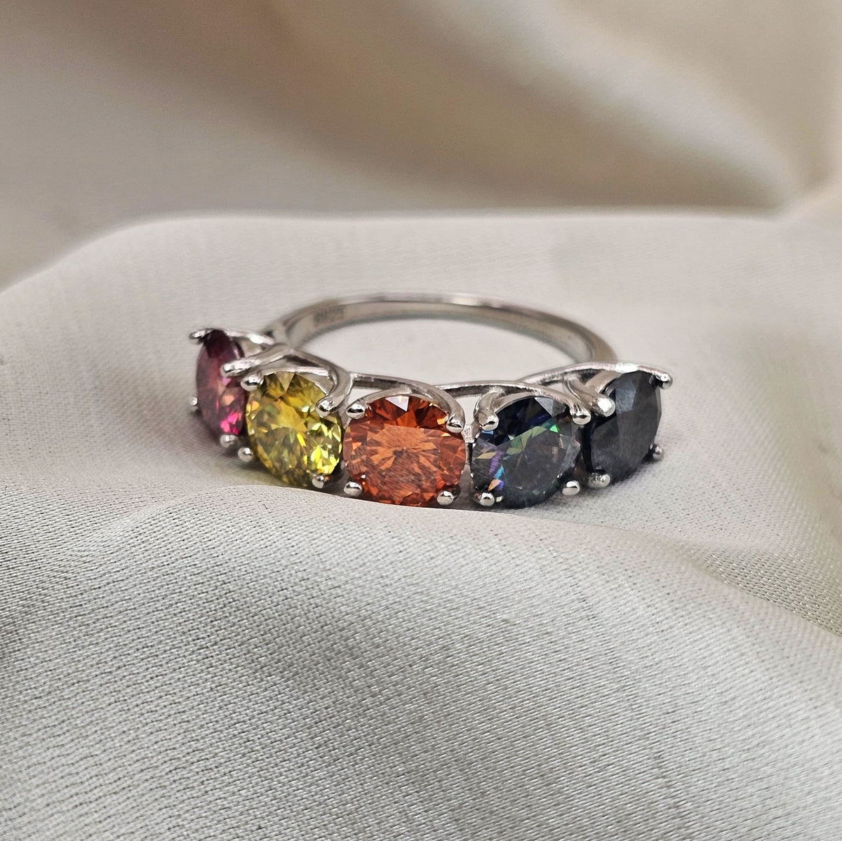 Multicolour Moissanite Ring