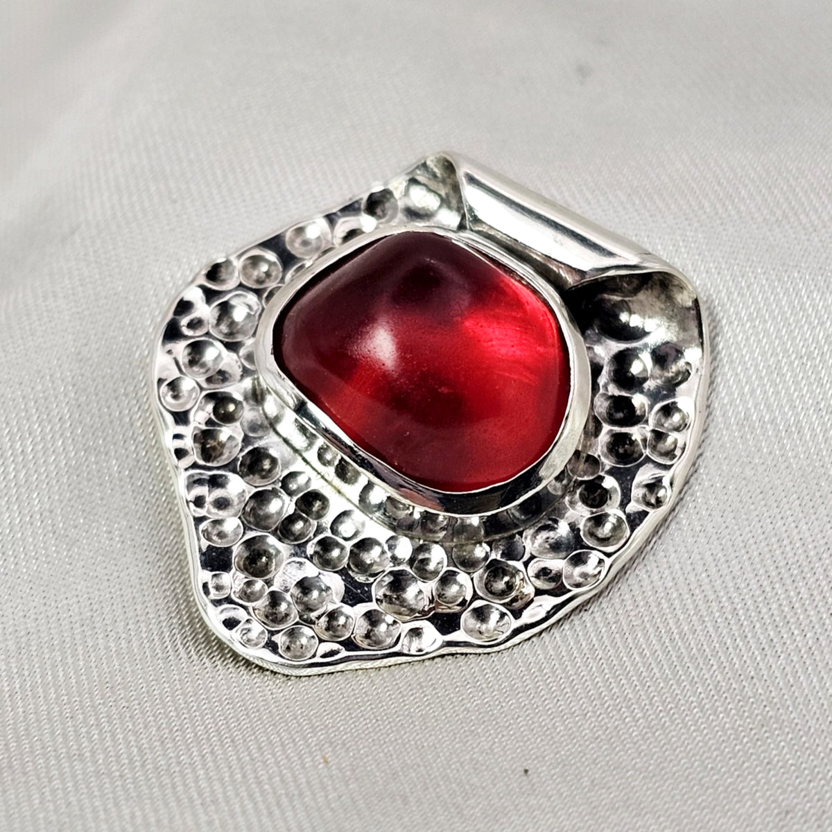 Hammered Red Sea Glass Pendant image 4