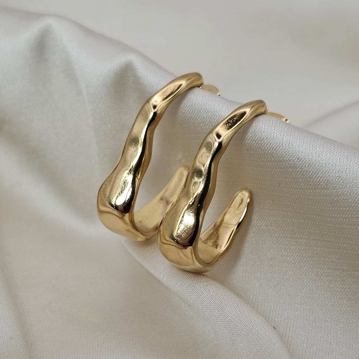 18k Gold Plated Stainless Steel Organic Hoop Earrings