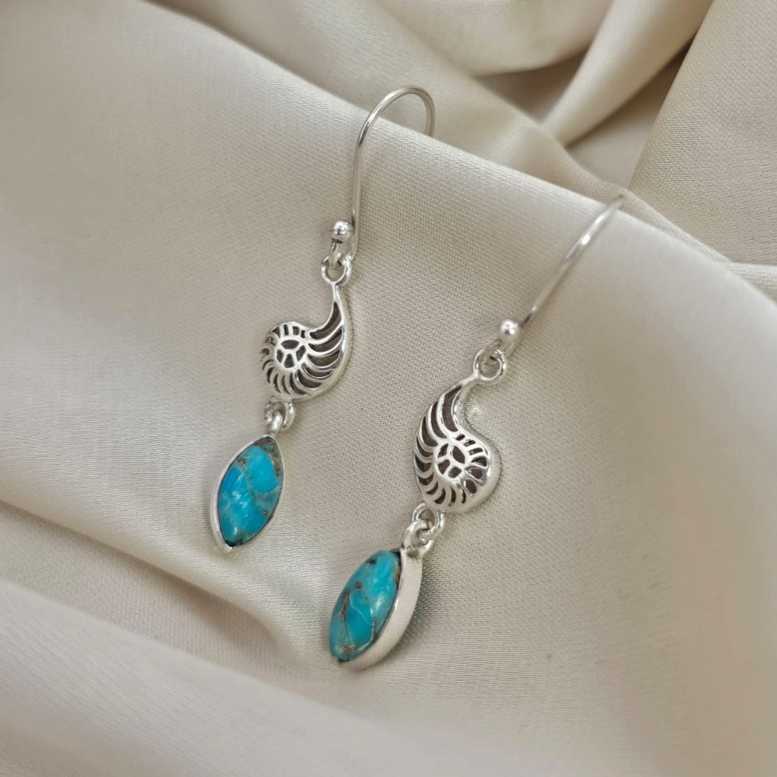 Turquoise Nautilus Drop Earrings image 0