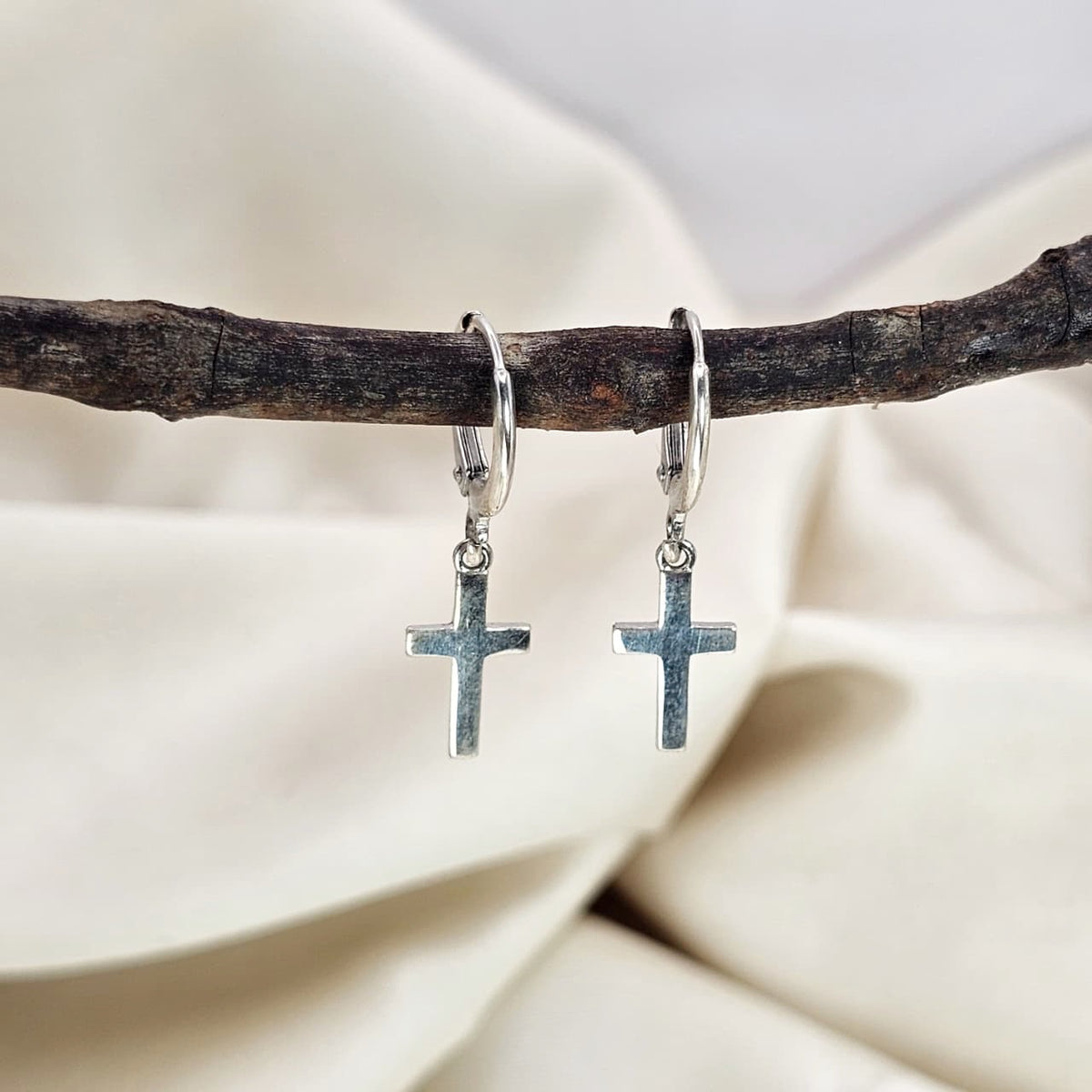 Cross Charm Hoop Earrings