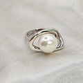 Freshwater Pearl Geometric Ring image 0
