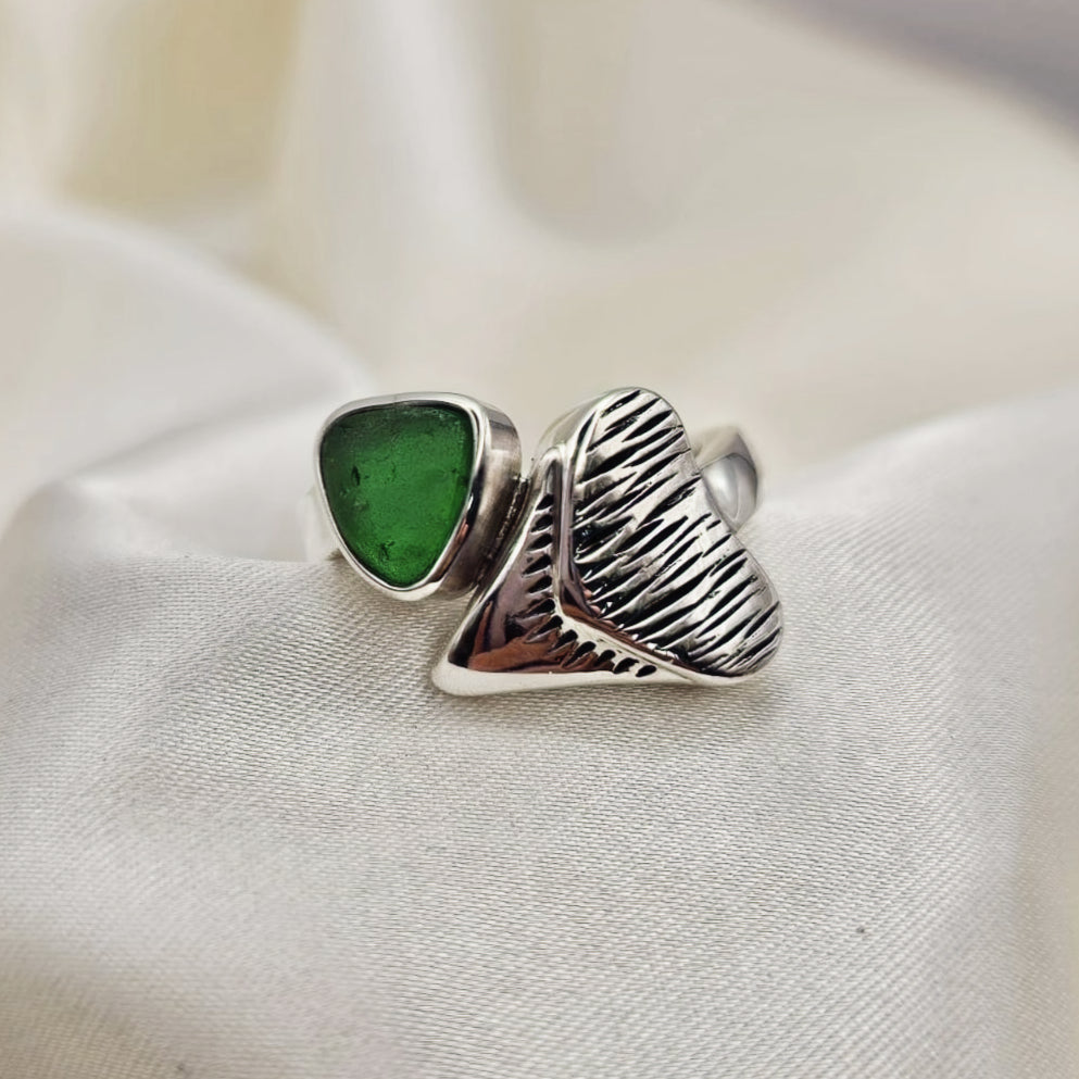 Shark Tooth & Sea Glass Ring image 4