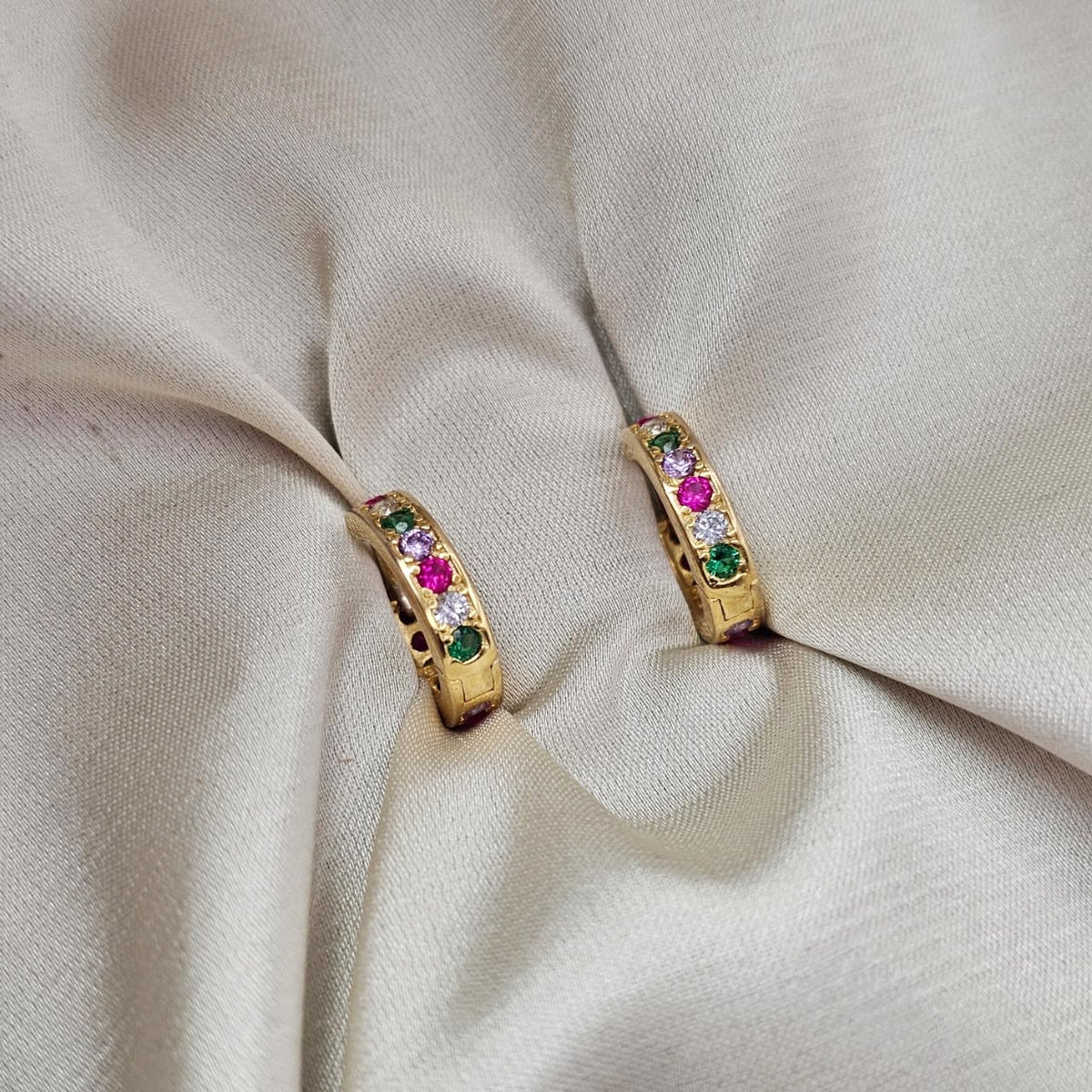 18k Gold Plated Cubic Zirconia Huggie Hoop Earrings