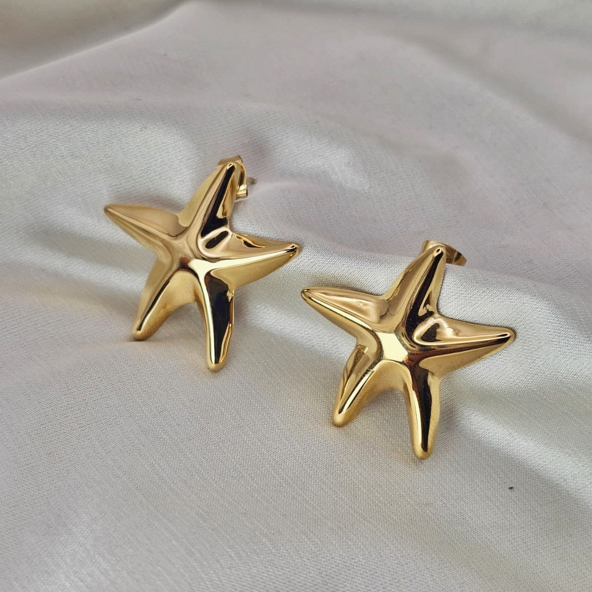 18k Gold Plated Stainless Steel Starfish Earrings