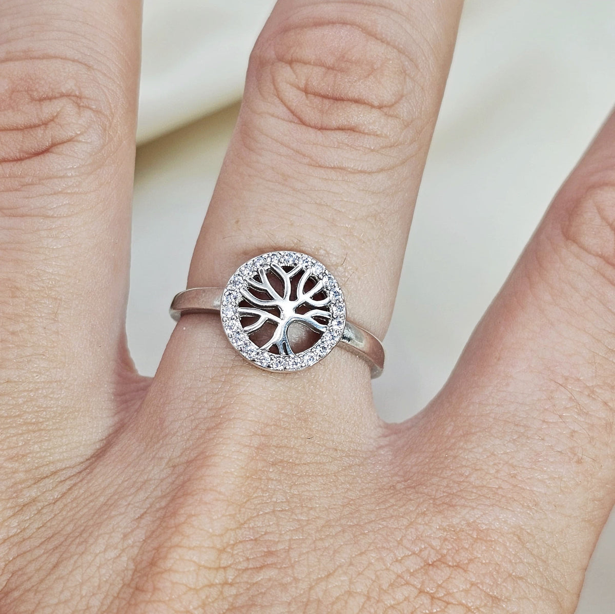 Cubic Zirconia Tree of Life Ring
