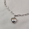 Paperclip Chain Heart Charm Bracelet