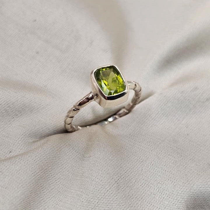Peridot Cushion Ring