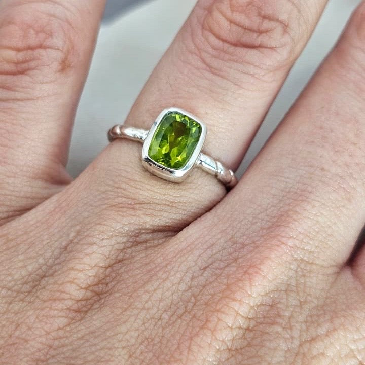Peridot Cushion Ring