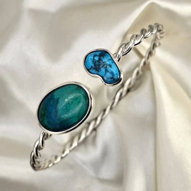 Adjustable Turquoise Twisted Cuff Bangle image 7