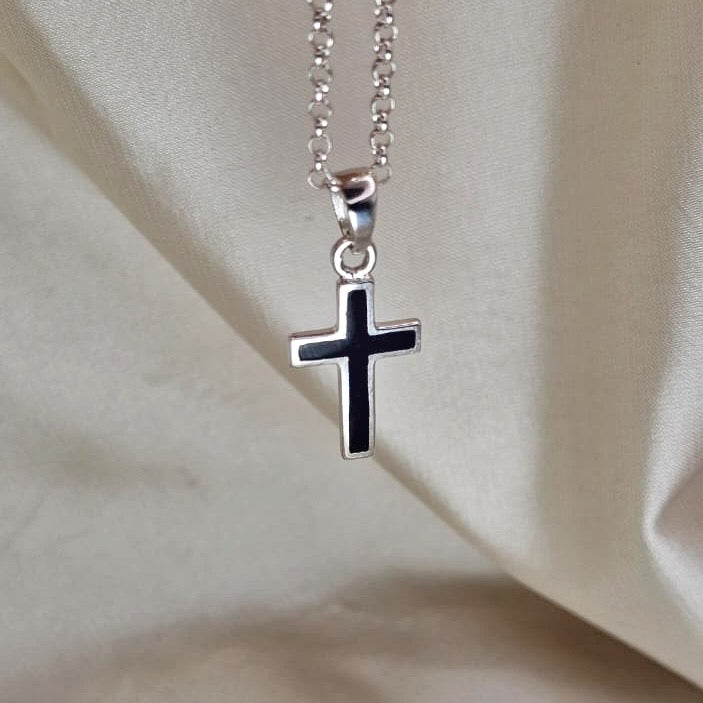Black Enamel Cross Pendant