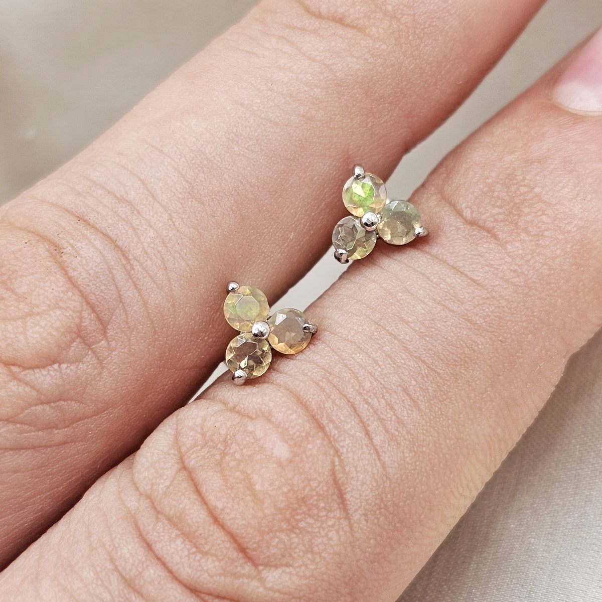 Opal Cluster Stud Earrings