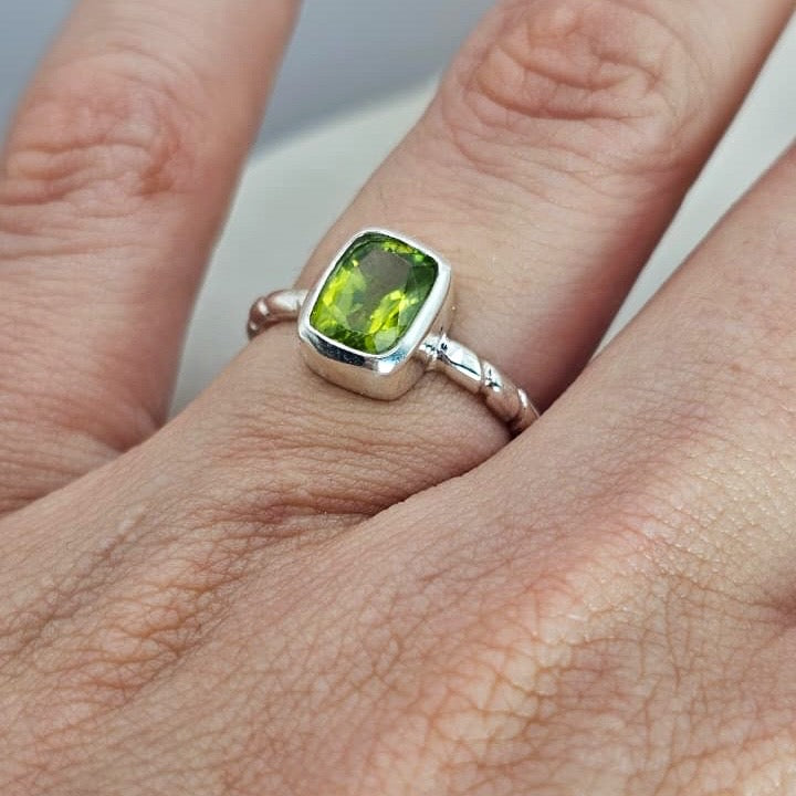 Peridot Cushion Ring
