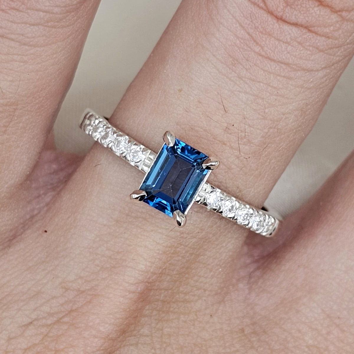 Emerald Cut London Blue Topaz Ring image 3