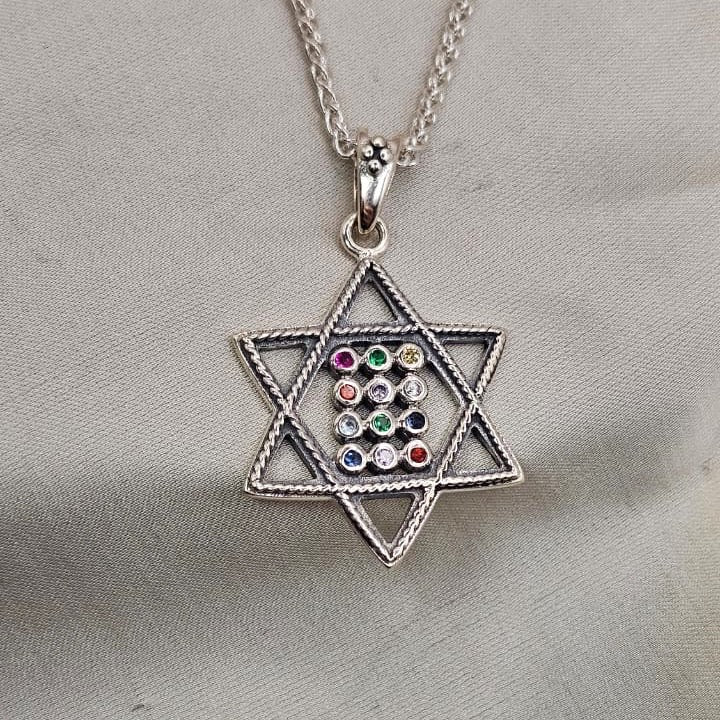 Star of David Pendant with Multicolour Cubic Zirconia