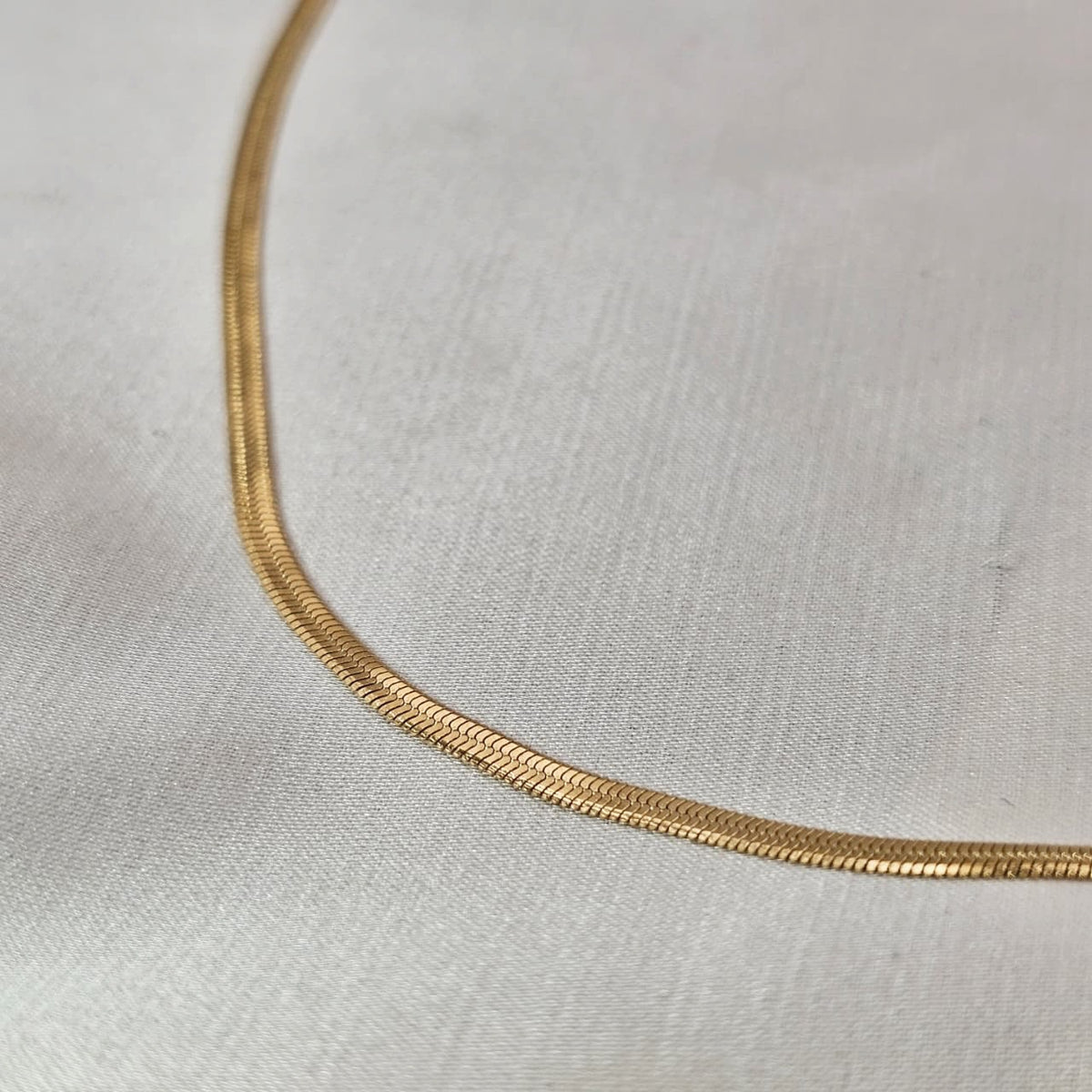 18k Gold Plated Stainless Steel Herringbone Chain Necklace
