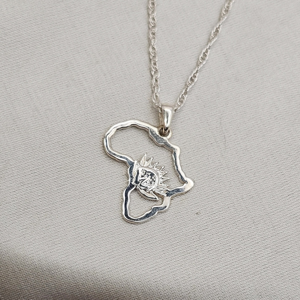 Protea Africa Outline Pendant