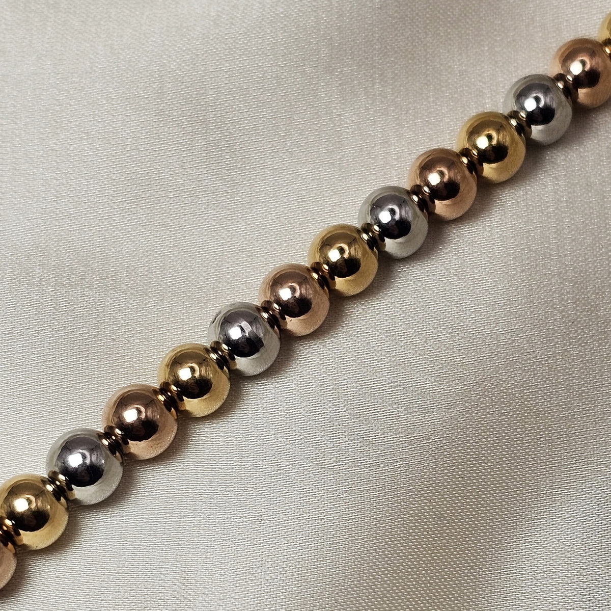 18k Gold Plated Stainless Steel Mixed-Tone Beaded Bracelet