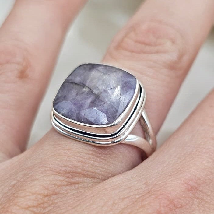 Grey Corundum Statement Ring
