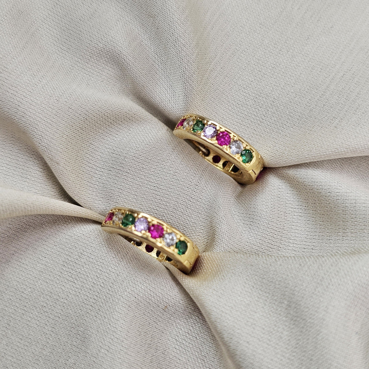18k Gold Plated Cubic Zirconia Huggie Hoop Earrings