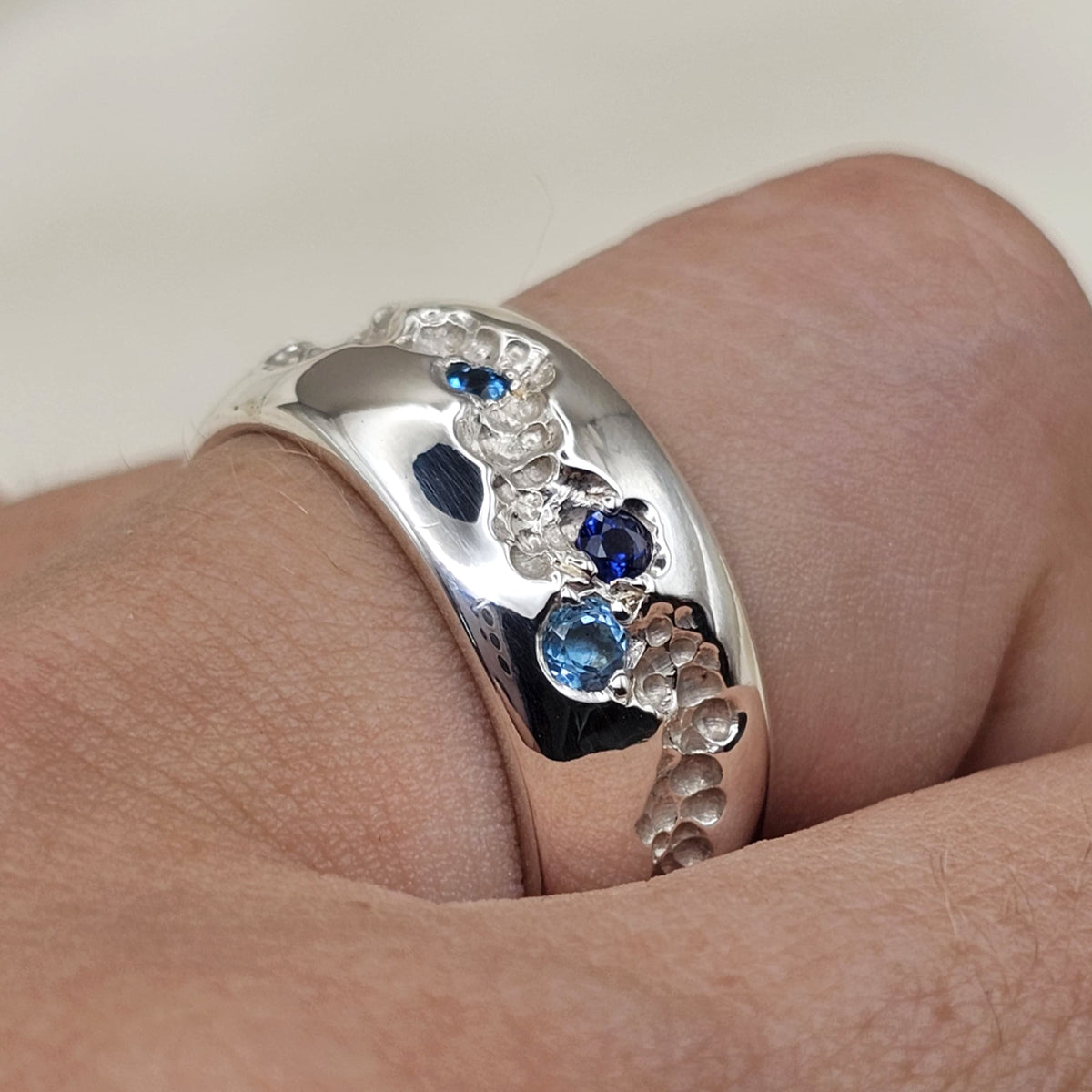 River Channel Ring with Sapphire and London Blue Topaz image 3