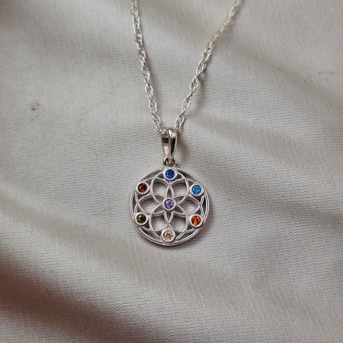 Multicolour Cubic Zirconia Mandala Pendant