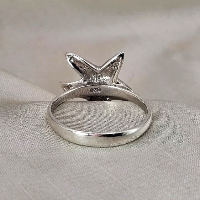 White Opaline Starfish Ring