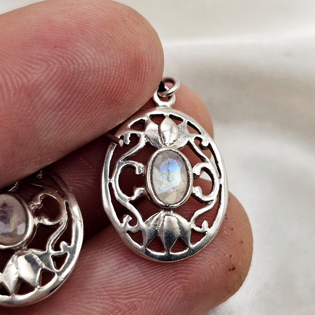 Moonstone Filigree Drop Earrings image 1