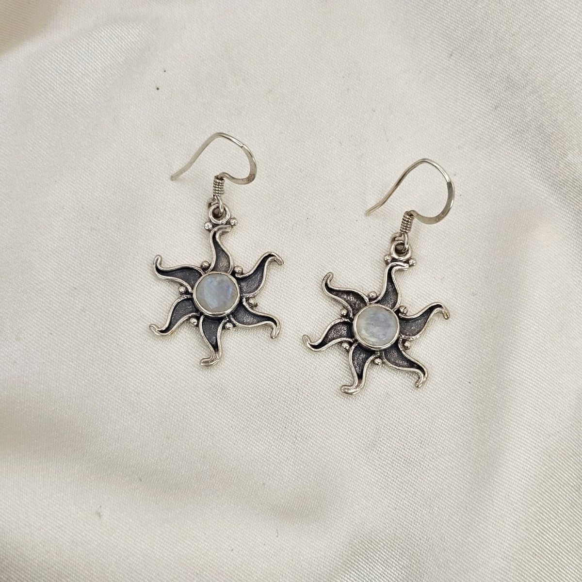 Moonstone Sunburst Drop Earrings