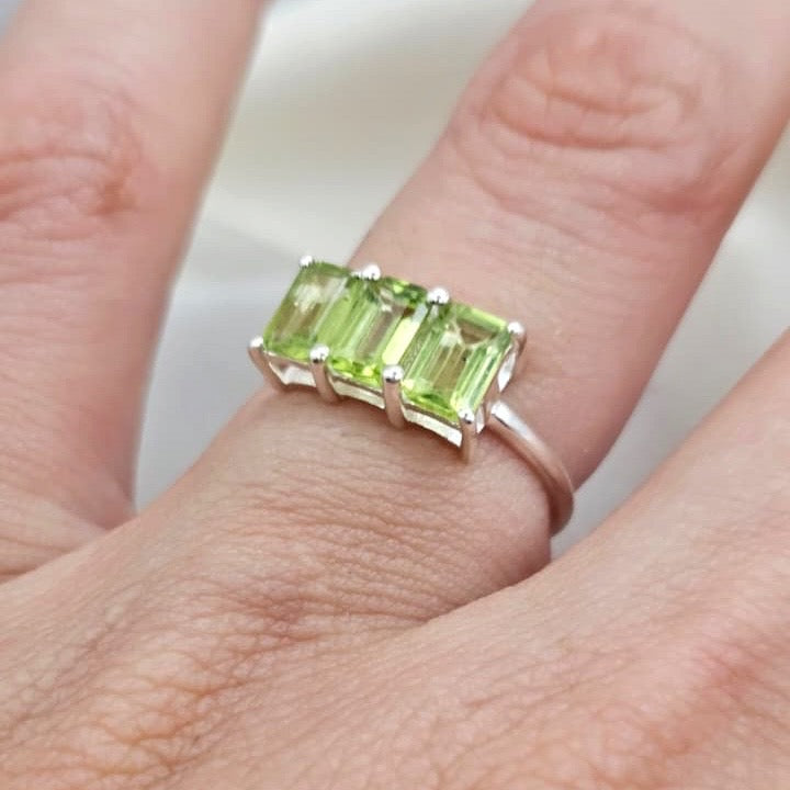 Peridot Three-Stone Ring