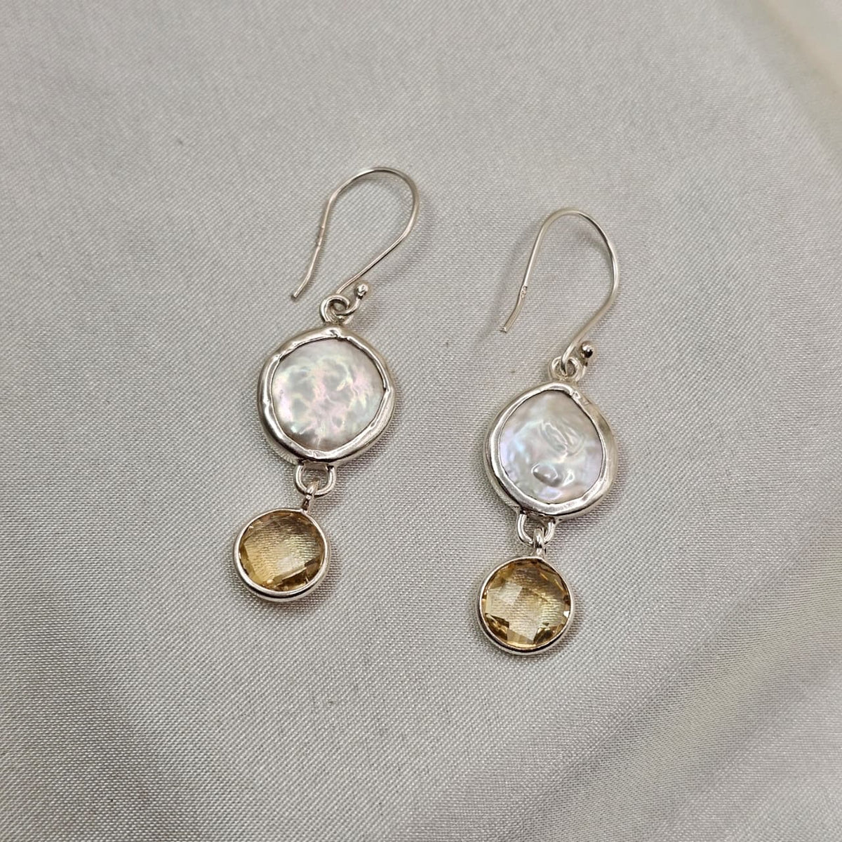 Baroque Pearl & Citrine Drop Earrings