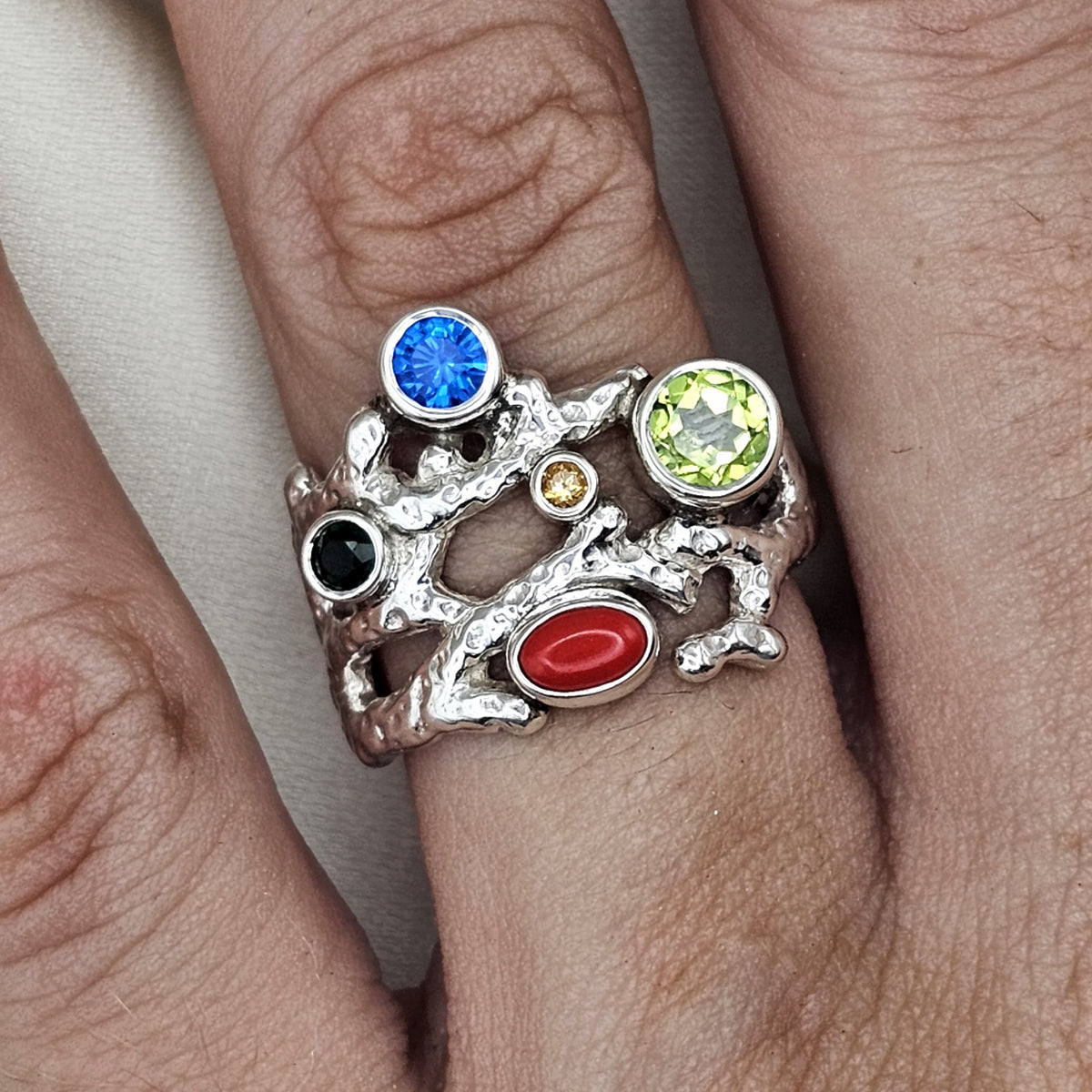 Multi Stone Coral Ring image 1